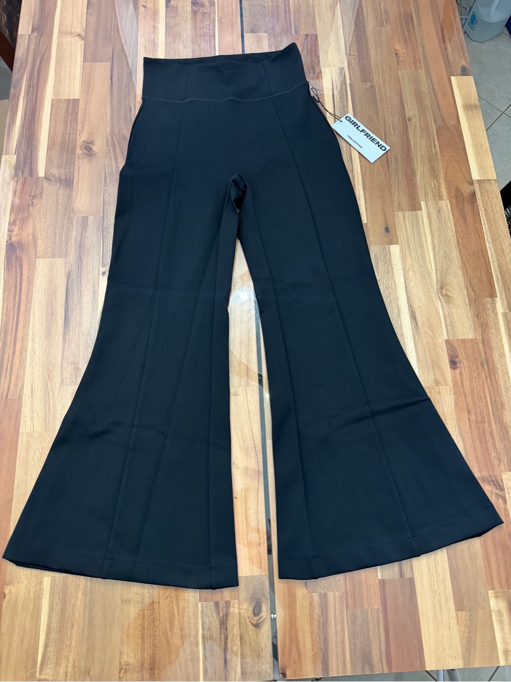 NWT Girlfriend Collective Sz Luxe L Flare Leggings Anise Black High Rise